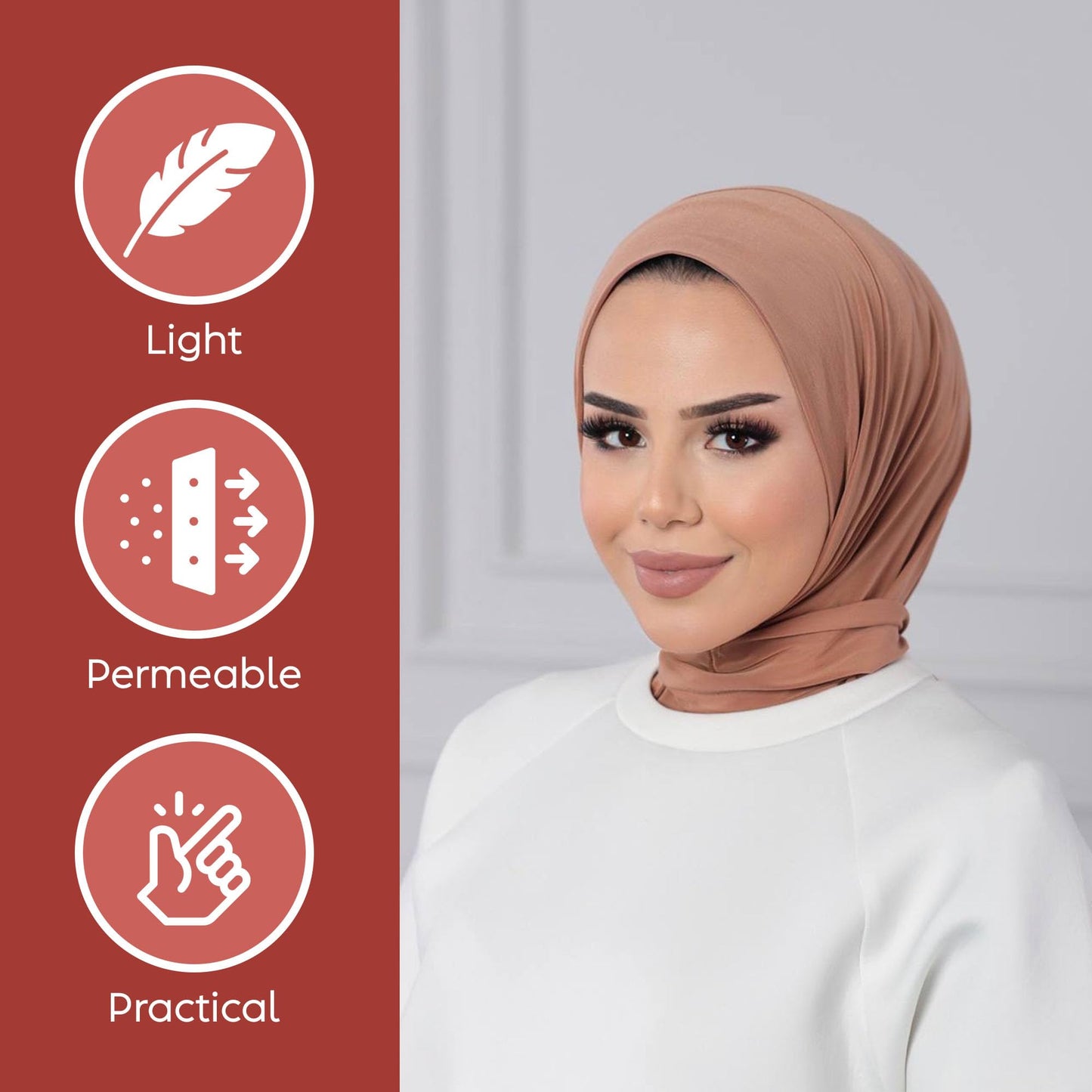 Instant Muslim Turban Hijab Women Premium Jersey Head Scarf Wrap Instant Hijab with Snap | Ready Pre sewn Jersey Turban (Onion Skin)