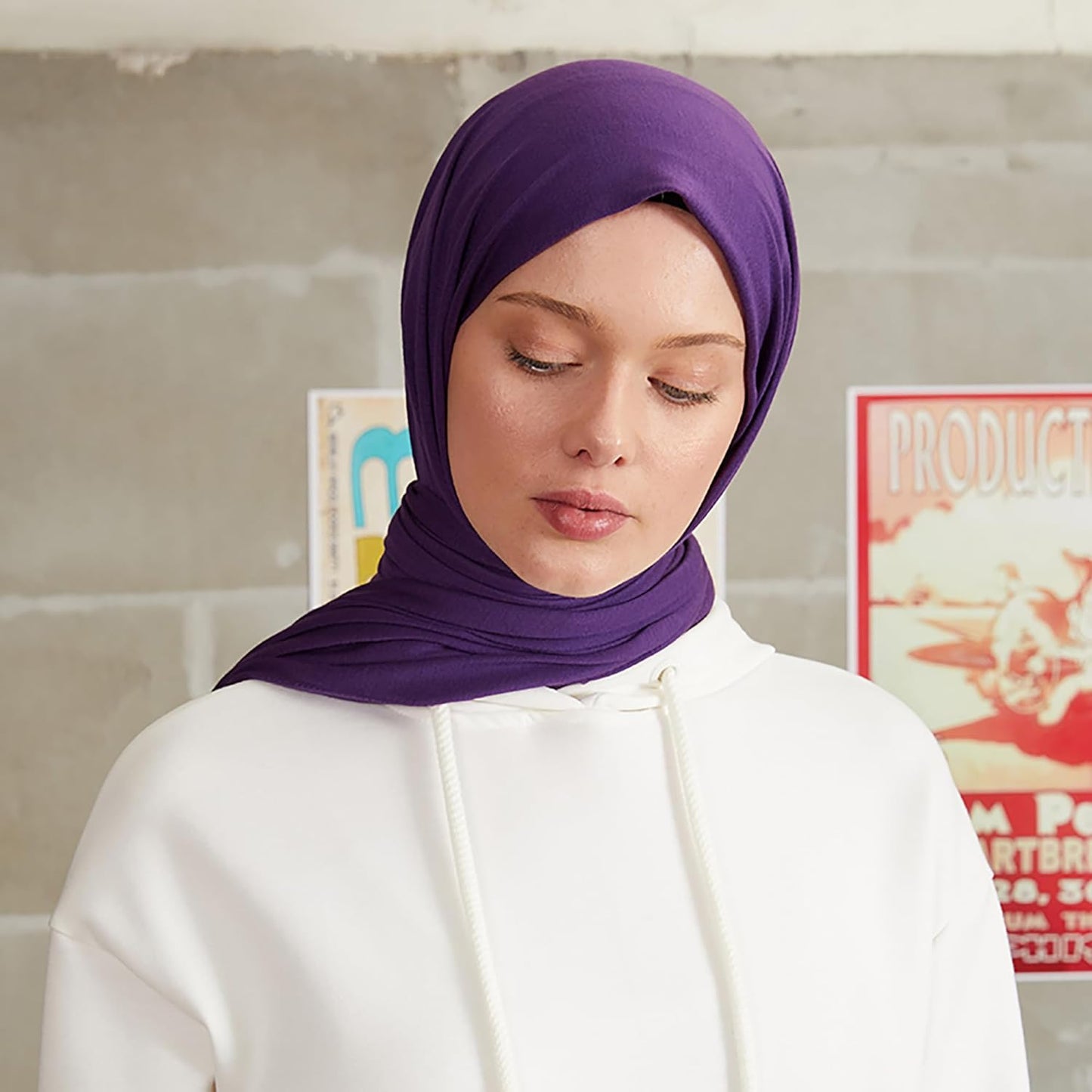 Premium Jersey Head Scarf Wrap Instant Hijab For Women | Women Muslim Instant Hijab | Ready Pre sewn Jersey Turban (Purple)