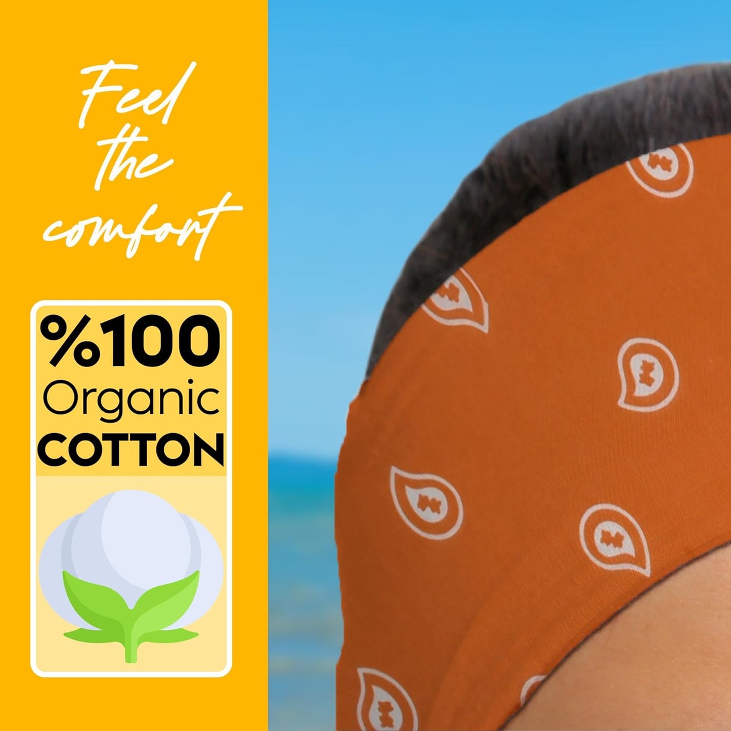 Cotton Neck Scarf 23"x23" Small Square Ethnic Cotton | Headband Scarf Bandana Wrap Vintage Head Scarf Breathable Lightweight Orange