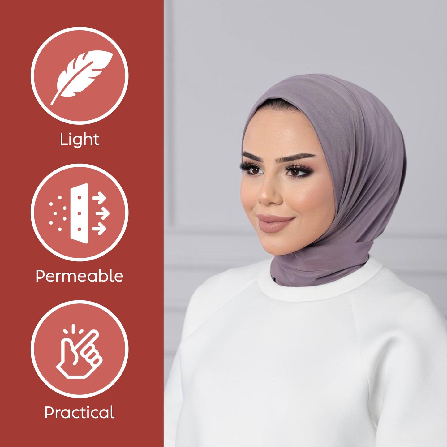 Instant Muslim Turban Hijab Women Premium Jersey Head Scarf Wrap Instant Hijab with Snap | Ready Pre sewn Jersey Turban (Lilac)