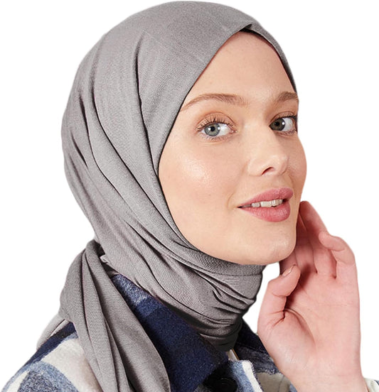 Premium Jersey Head Scarf Wrap Instant Hijab For Women | Women Muslim Instant Hijab | Ready Pre sewn Jersey Turban (Dark Grey)