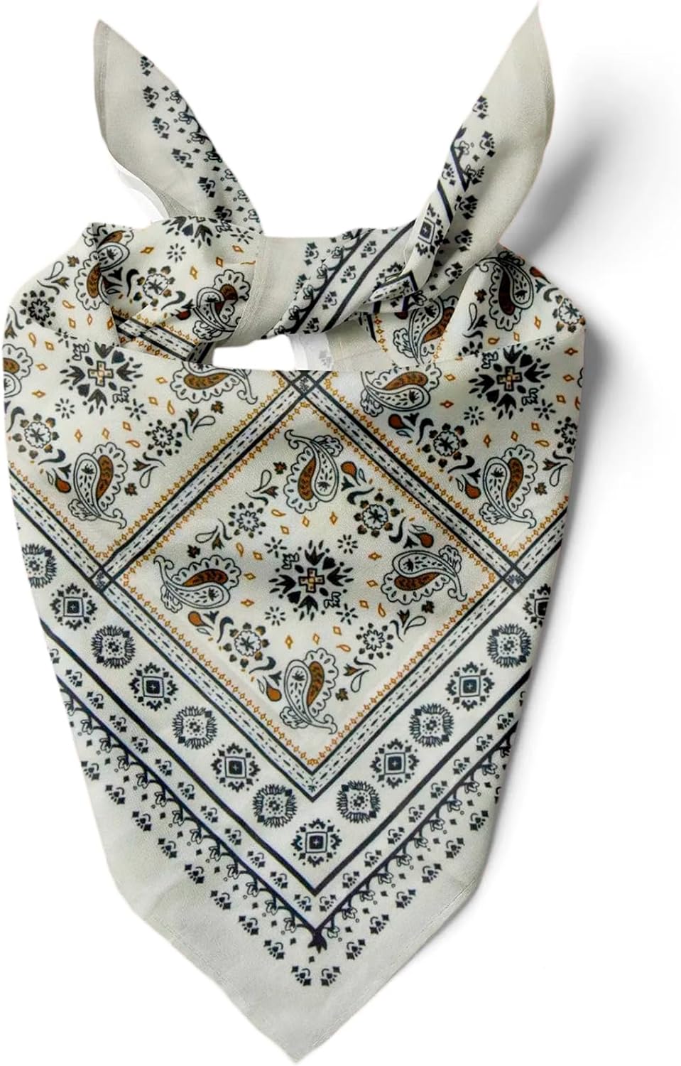 Womens Neck Scarf 23"x23" Small Square Organic Cotton | Headband Scarf Bandana Wrap Head Scarf Breathable Lightweight Flowering Design 5