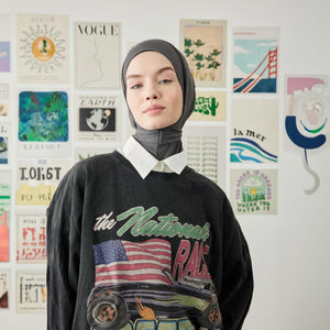 Instant Muslim Turban Hijab Women Premium Jersey Head Scarf Wrap Instant Hijab with Snap | Ready Pre sewn Jersey Turban (Anthracite)