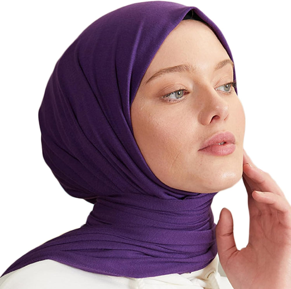 Premium Jersey Head Scarf Wrap Instant Hijab For Women | Women Muslim Instant Hijab | Ready Pre sewn Jersey Turban (Purple)