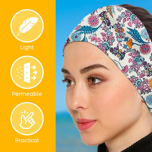 Womens Neck Scarf 23"x23" Small Square Organic Cotton | Headband Scarf Bandana Wrap Head Scarf Breathable Lightweight Flowering Design 4