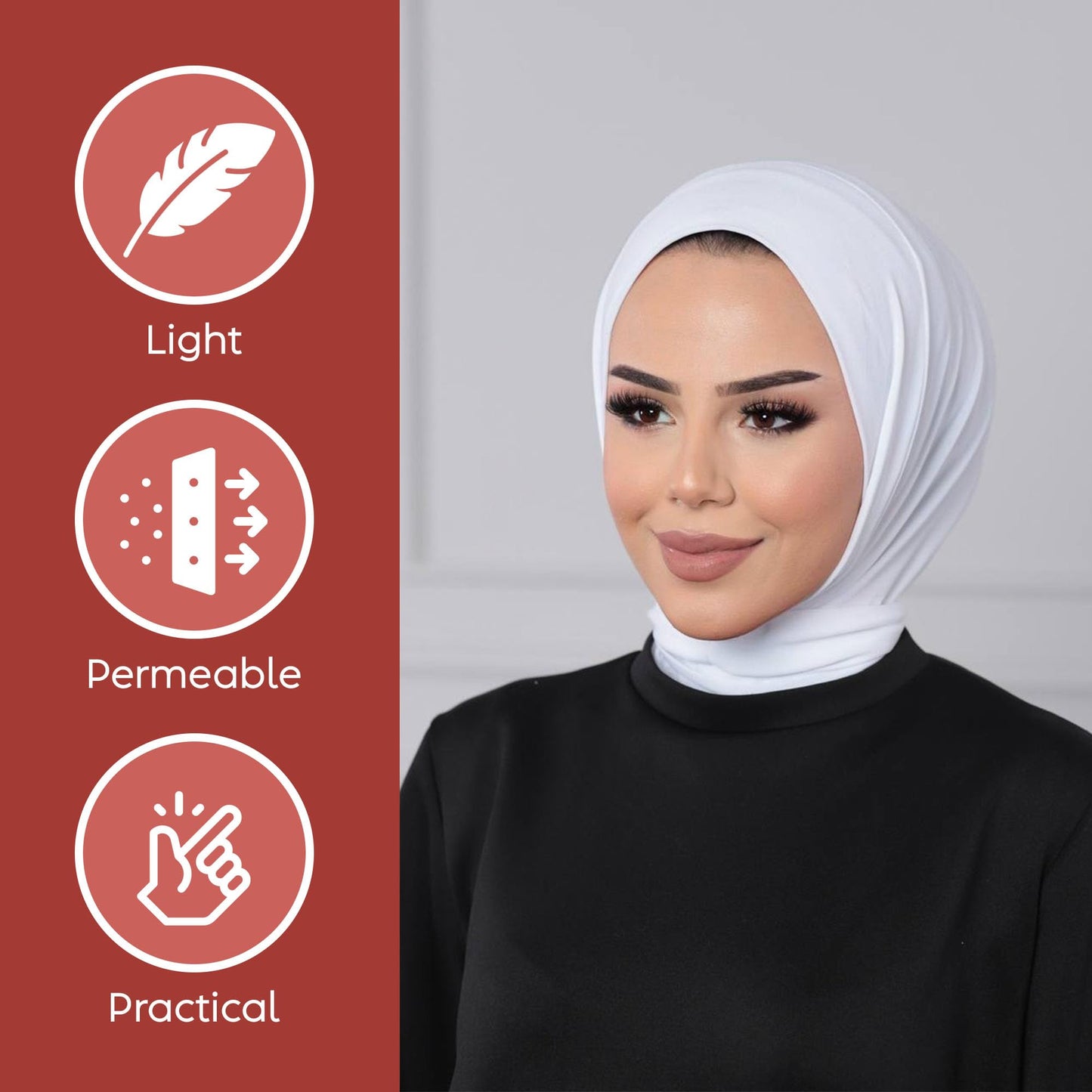 Instant Muslim Turban Hijab Women Premium Jersey Head Scarf Wrap Instant Hijab with Snap | Ready Pre sewn Jersey Turban (White)