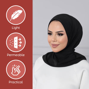 Instant Muslim Turban Hijab Women Premium Jersey Head Scarf Wrap Instant Hijab with Snap | Ready Pre sewn Jersey Turban (Black)