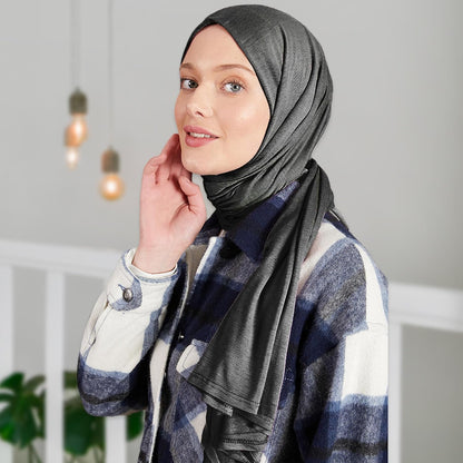 Premium Jersey Head Scarf Wrap Instant Hijab For Women | Women Muslim Instant Hijab | Ready Pre sewn Jersey Turban (Anthracite)