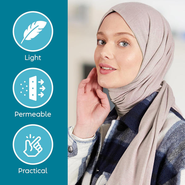 Premium Jersey Head Scarf Wrap Instant Hijab For Women | Women Muslim Instant Hijab | Ready Pre sewn Jersey Turban (Beige)