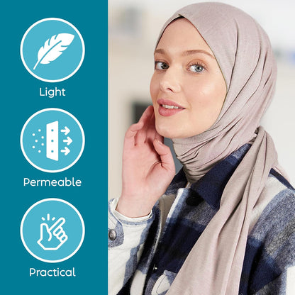 Premium Jersey Head Scarf Wrap Instant Hijab For Women | Women Muslim Instant Hijab | Ready Pre sewn Jersey Turban (Rose)