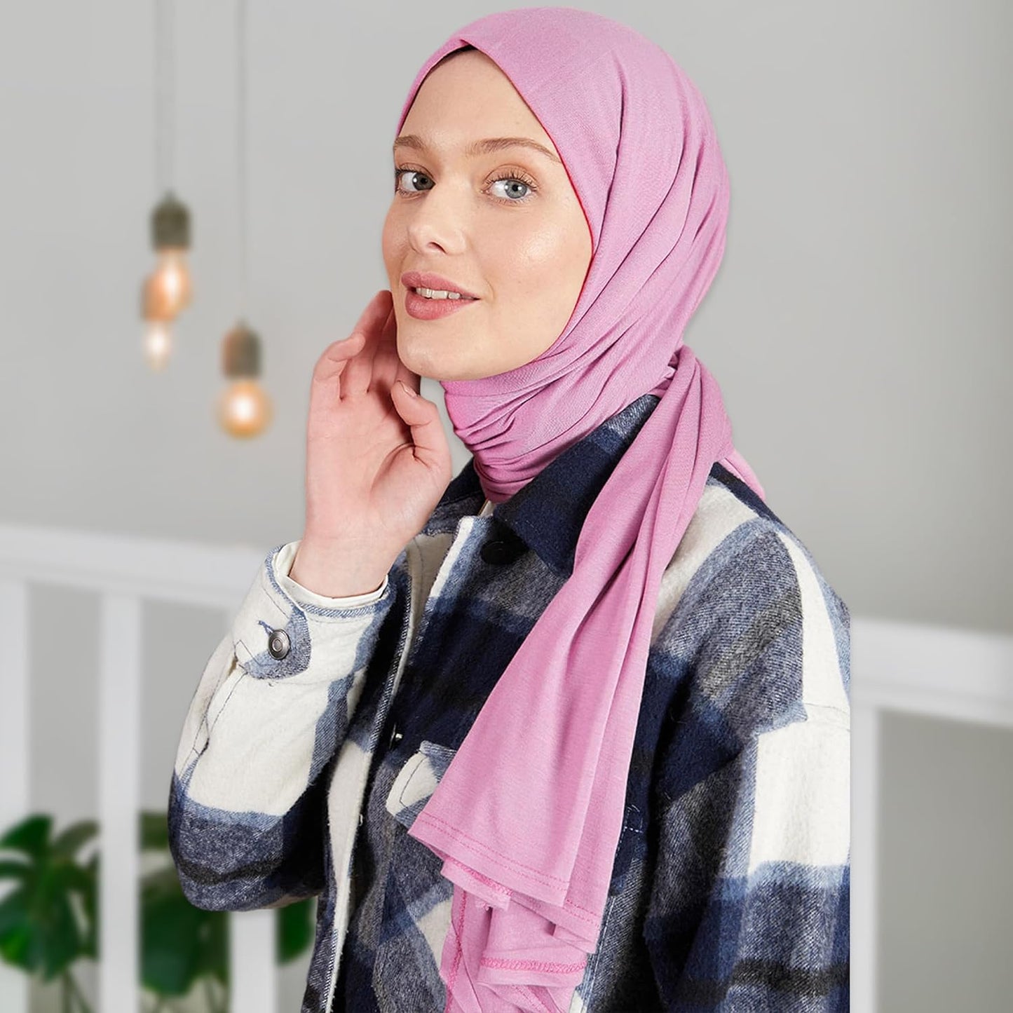 Premium Jersey Head Scarf Wrap Instant Hijab For Women | Women Muslim Instant Hijab | Ready Pre sewn Jersey Turban (Powder)