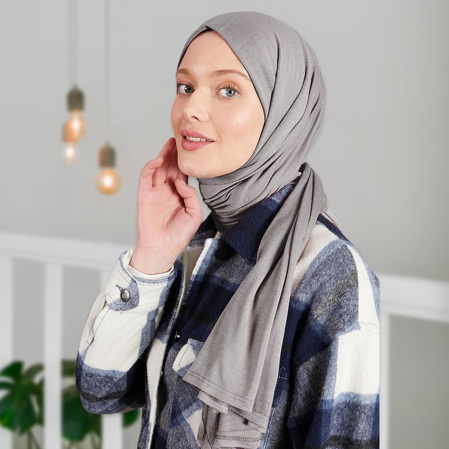 Premium Jersey Head Scarf Wrap Instant Hijab For Women | Women Muslim Instant Hijab | Ready Pre sewn Jersey Turban (Dark Grey)