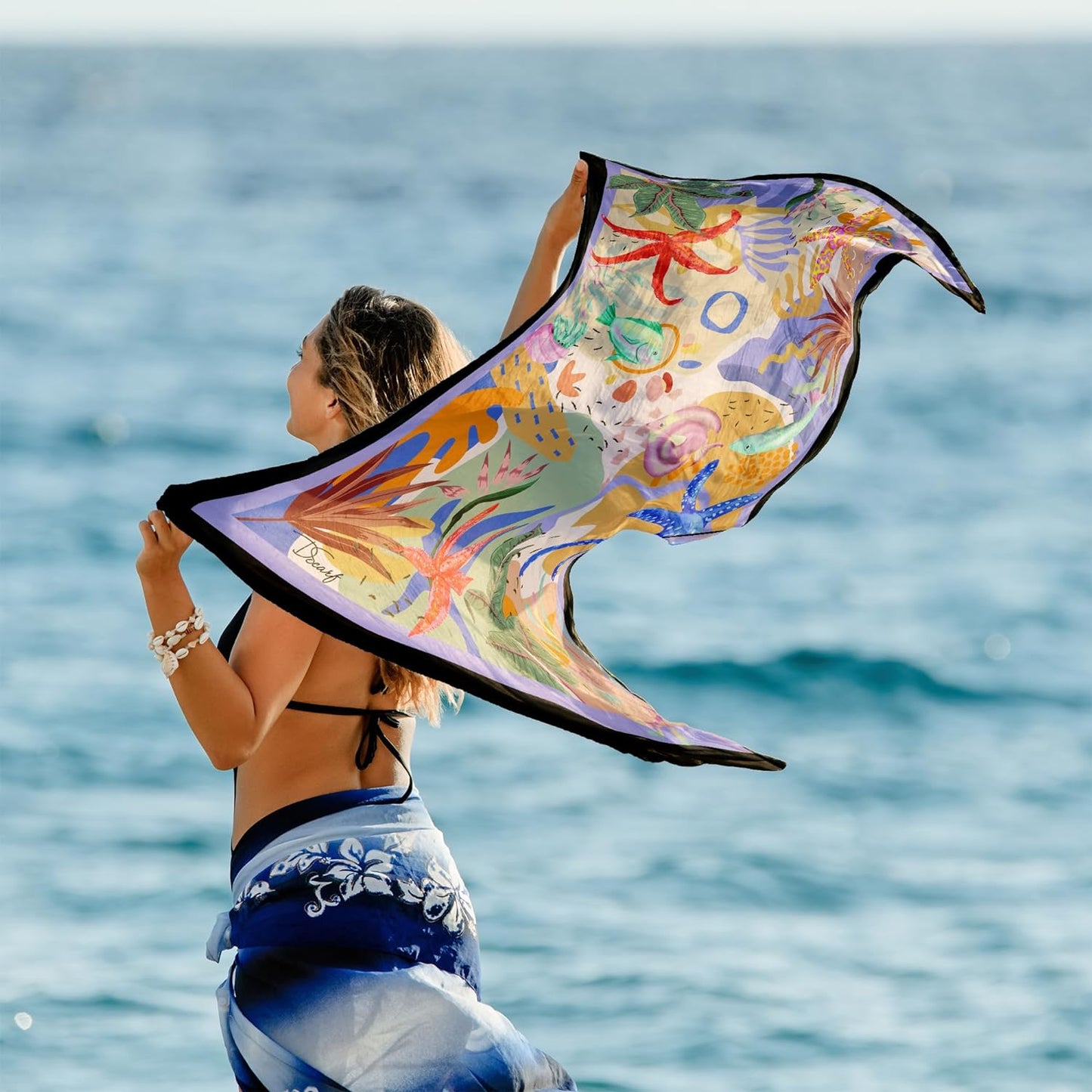 dscarf Women Sarong Swimsuit Printed Cover up Chiffon Long Bikini Wraps | Pareo Swimwear Beach Bathing Suit Cover Up Beach Design 1