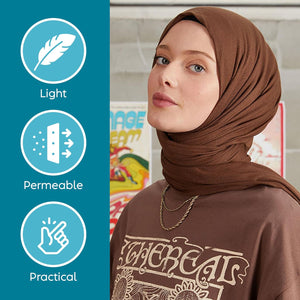 Premium Jersey Head Scarf Wrap Instant Hijab For Women | Women Muslim Instant Hijab | Ready Pre sewn Jersey Turban (Coffee)