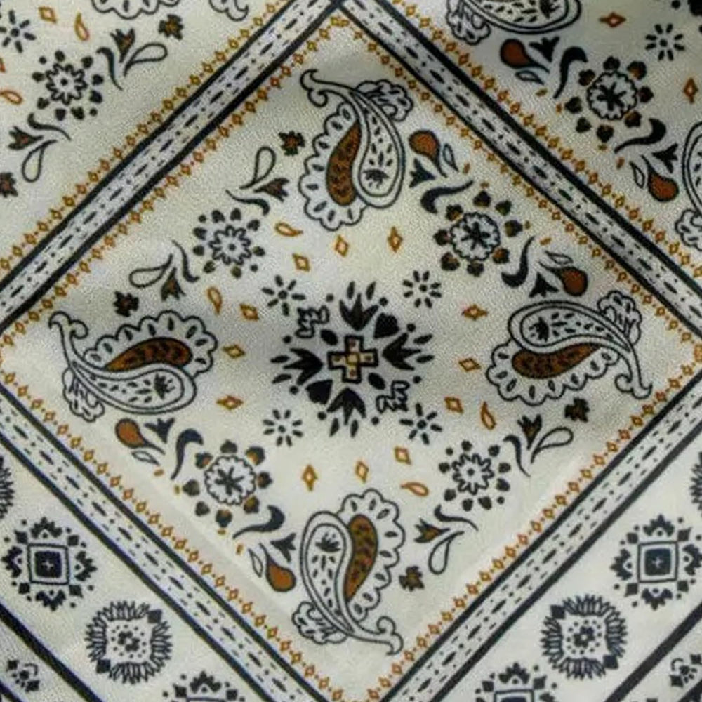 Womens Neck Scarf 23"x23" Small Square Organic Cotton | Headband Scarf Bandana Wrap Head Scarf Breathable Lightweight Flowering Design 5