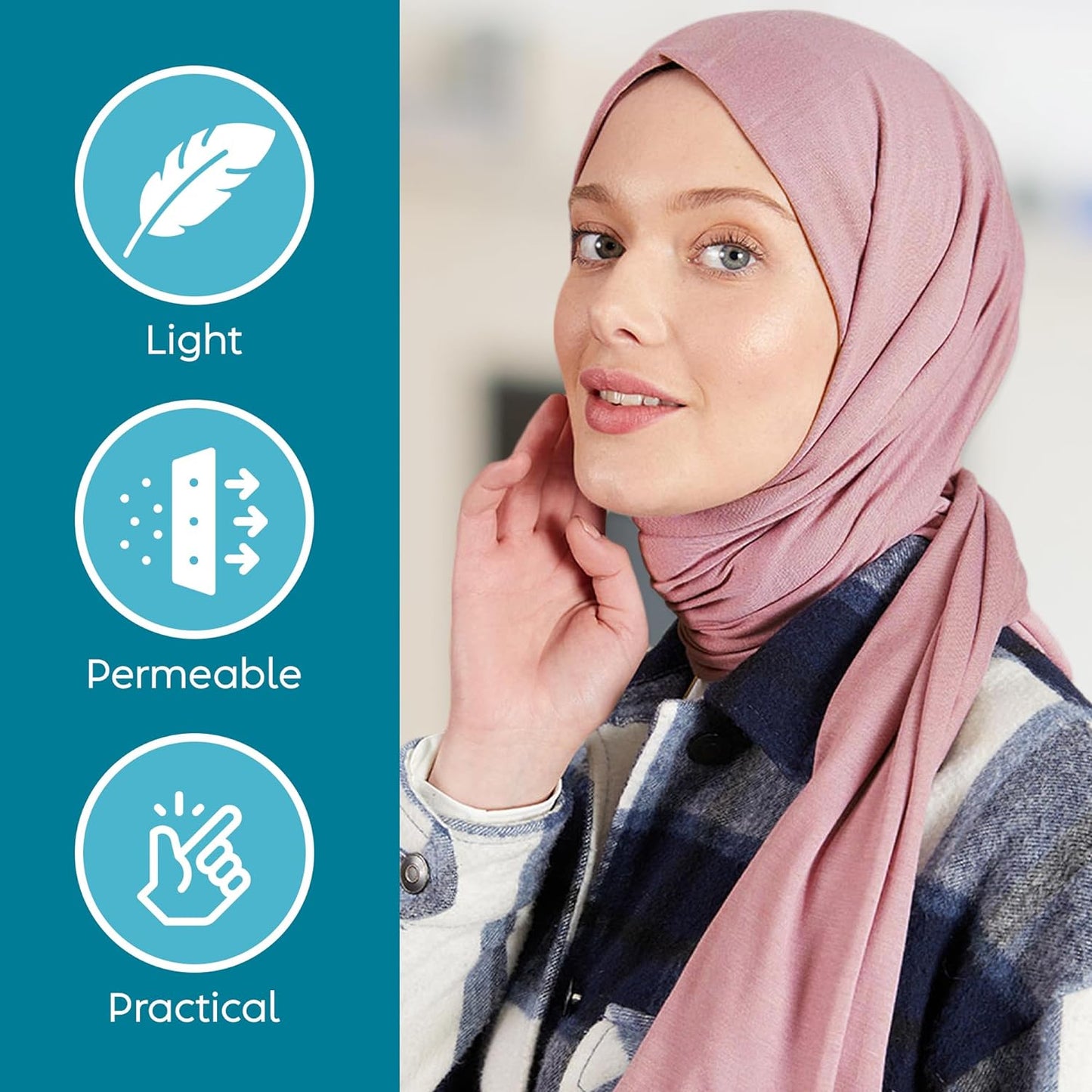 Premium Jersey Head Scarf Wrap Instant Hijab For Women | Women Muslim Instant Hijab | Ready Pre sewn Jersey Turban (Pink)