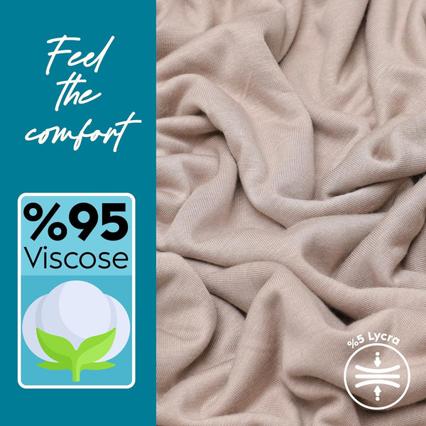 Premium Jersey Head Scarf Wrap Instant Hijab For Women | Women Muslim Instant Hijab | Ready Pre sewn Jersey Turban (Beige)