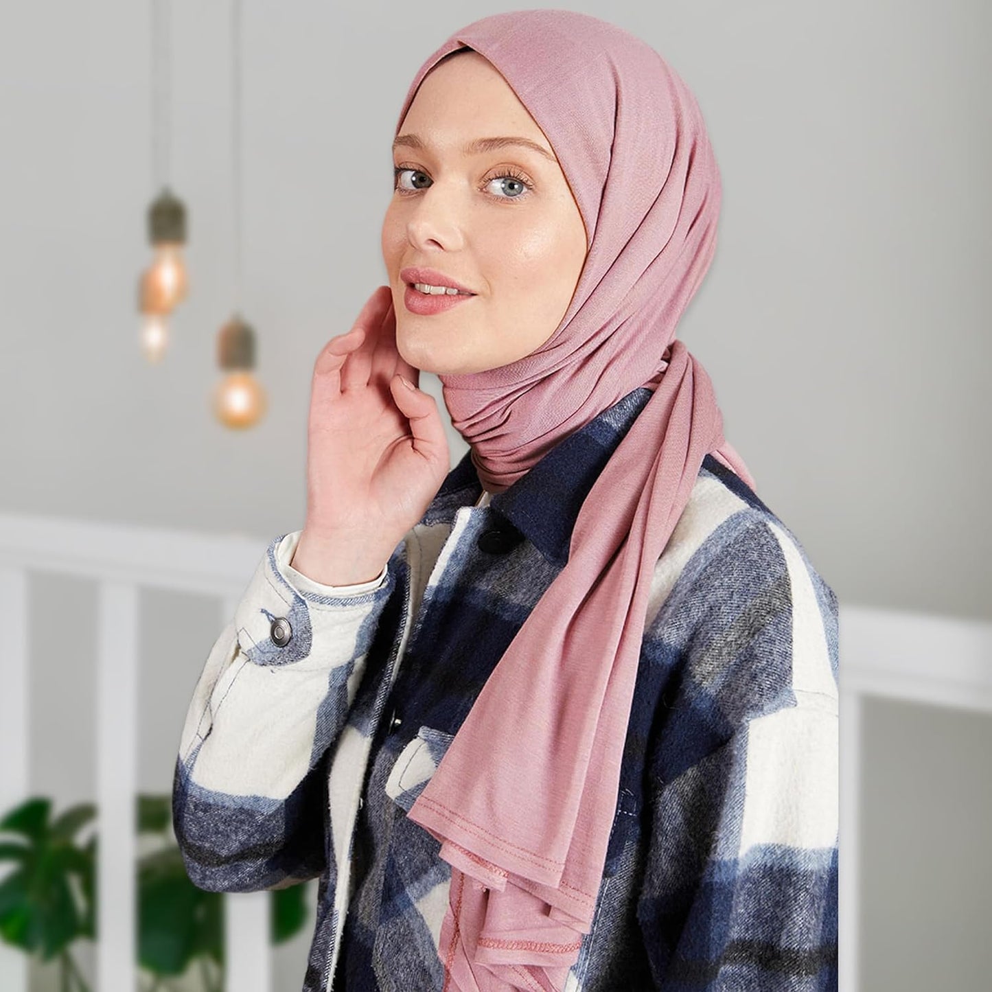 Premium Jersey Head Scarf Wrap Instant Hijab For Women | Women Muslim Instant Hijab | Ready Pre sewn Jersey Turban (Pink)