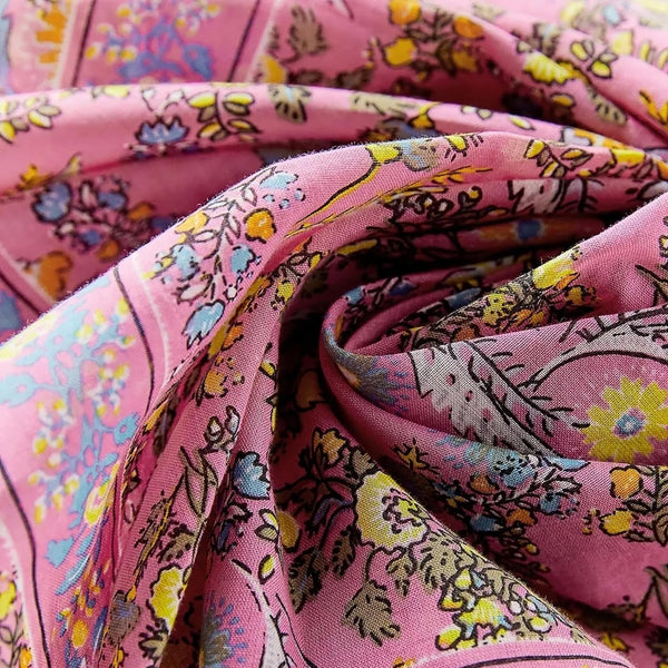 Womens Neck Scarf 23"x23" Small Square Organic Cotton | Headband Scarf Bandana Wrap Head Scarf Breathable Lightweight Flowering Design 2