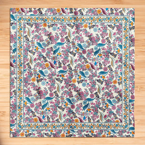 Womens Neck Scarf 23"x23" Small Square Organic Cotton | Headband Scarf Bandana Wrap Head Scarf Breathable Lightweight Flowering Design 4