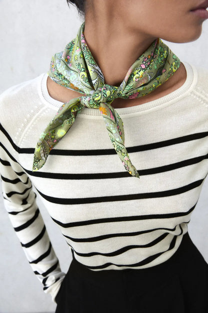 Green Floral Pattern Cotton Bandana