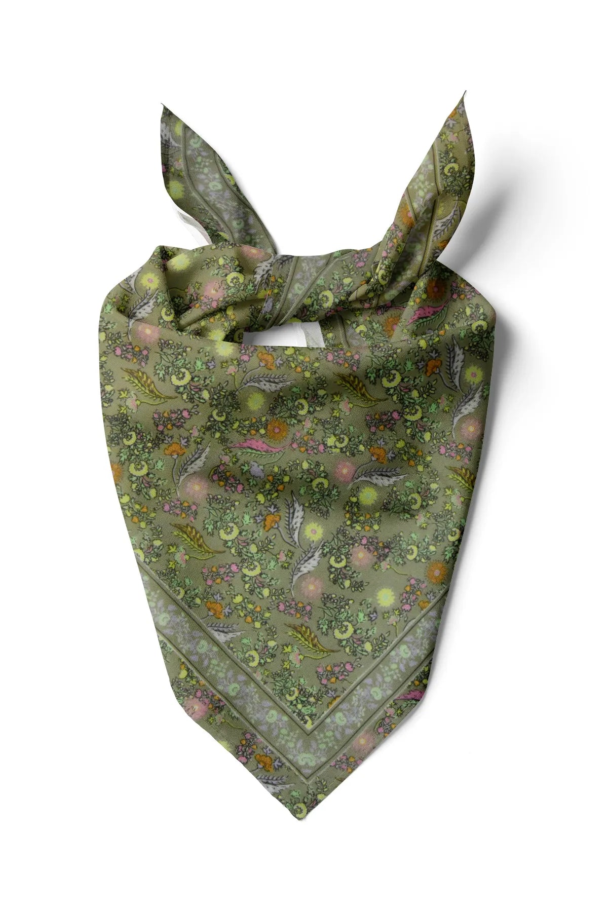Green Floral Pattern Cotton Bandana