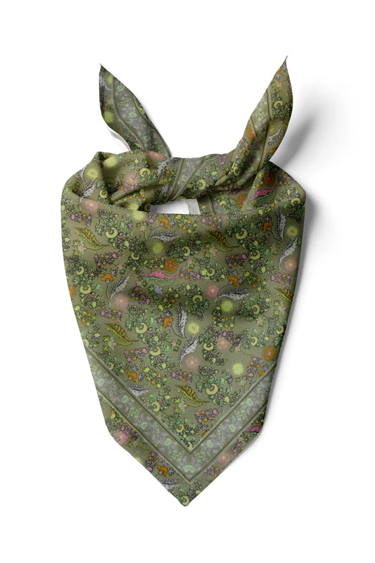 Green Floral Pattern Cotton Bandana