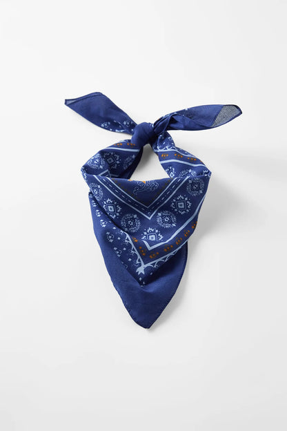 Blue Ethnic Patterned Bandana