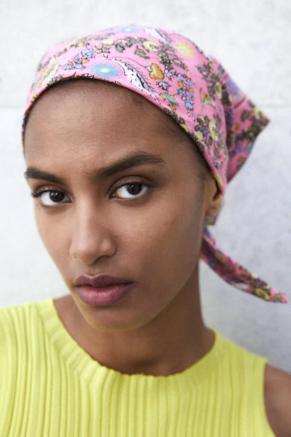 Pink Bandana with Floral Pattern