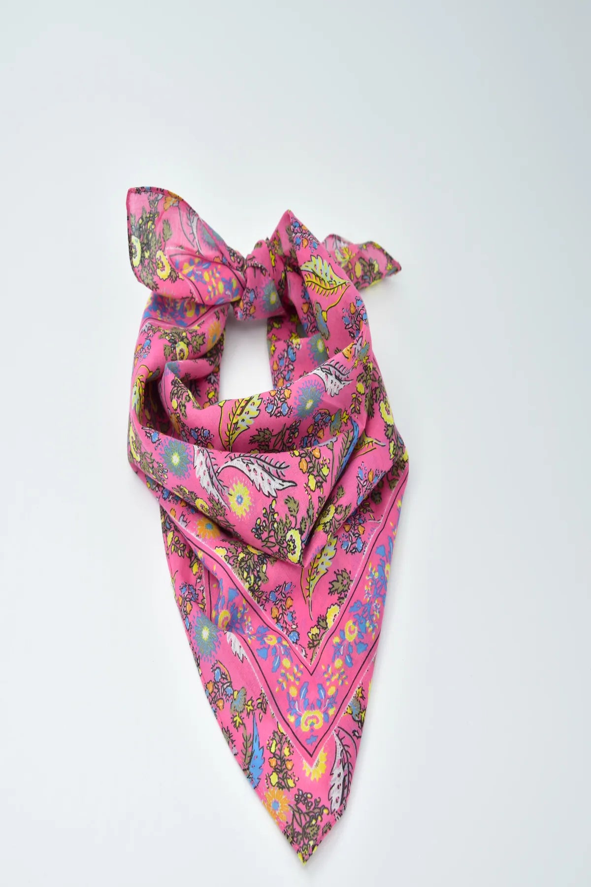 Pink Bandana with Floral Pattern