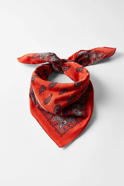 Red Bandana with Ethnic Pattern