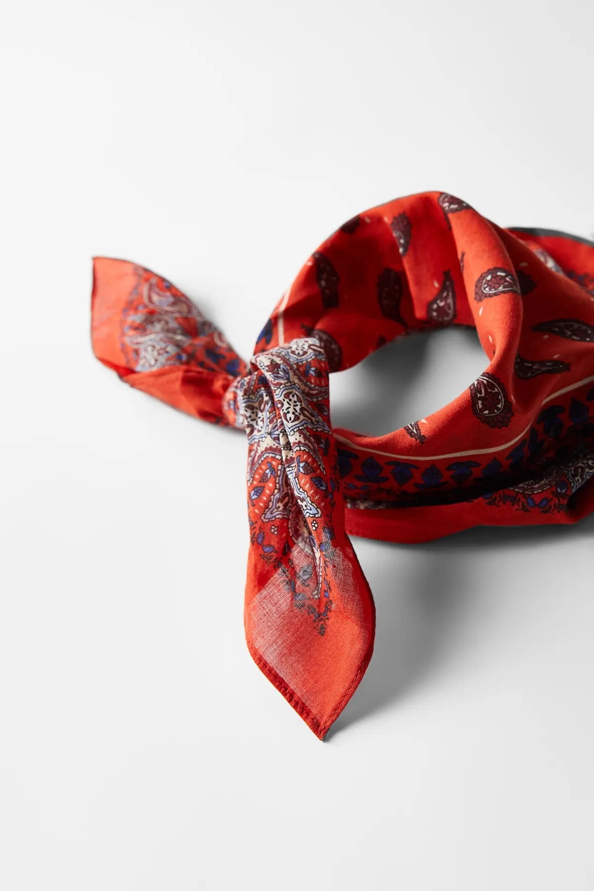 Red Bandana with Ethnic Pattern