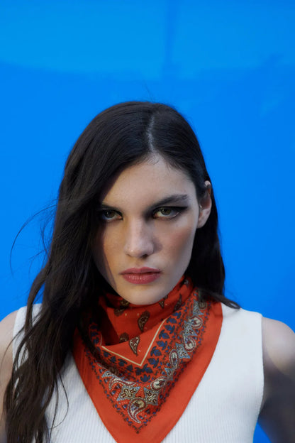 Red Bandana with Ethnic Pattern