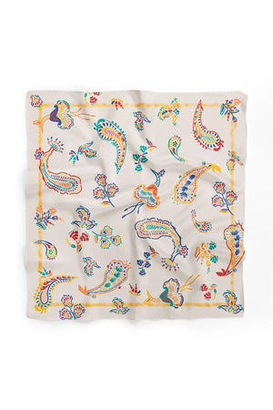 Etnik Desenli Ekru Bandana - Stil Sahibi Kadın Bandana Fular