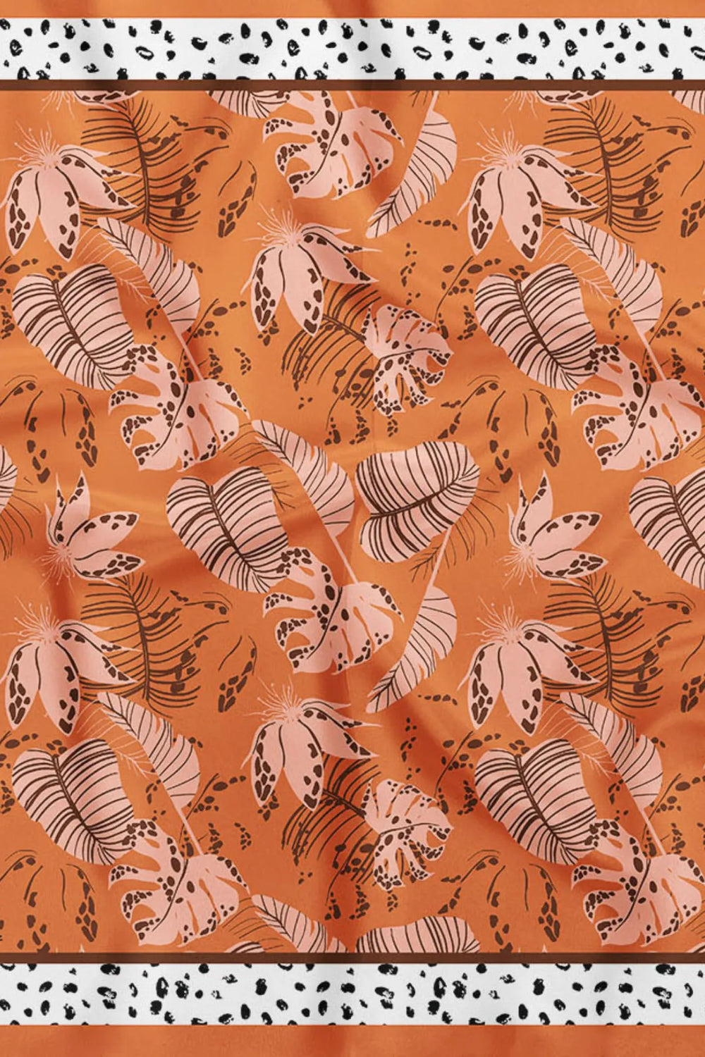 Turuncu Renk Desenli̇ Pamuk Bandana - Pamuklu Bandana Fular Günlük Kullanım Için