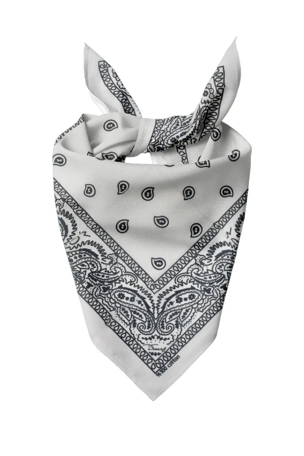 Cotton Neck Scarf 23"x23" Small Square Ethnic Cotton | Headband Scarf Bandana Wrap Vintage Head Scarf Breathable Lightweight White