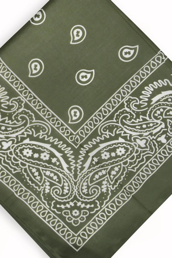 Haki Etnik Desen Bandana - Stil Sahibi Kadın Bandana Fular