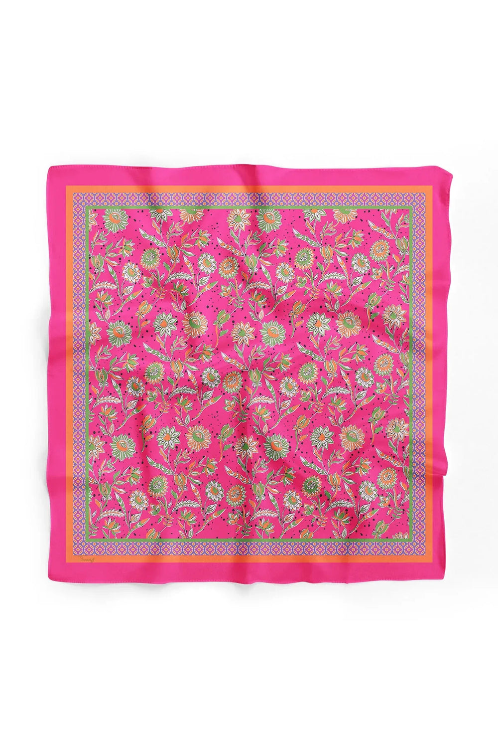 Kadın Pembe Çiçek Desenli Fular Bandana - Stil Sahibi Kadın Bandana Fular