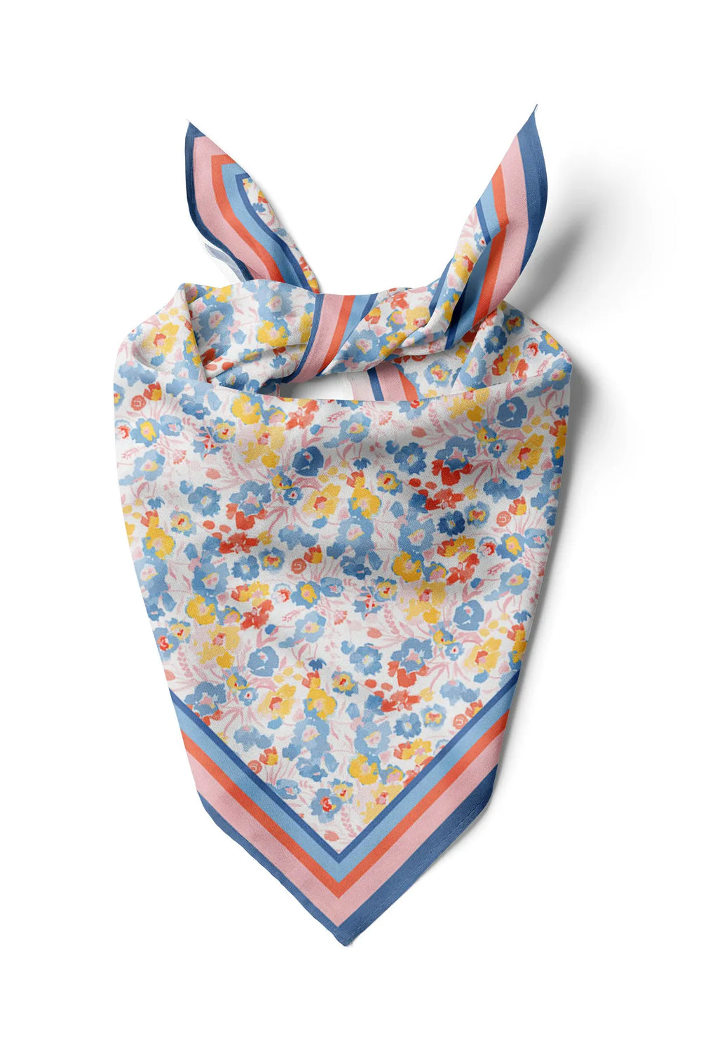 Mavi Çiçek Desenli Kadın Fular - Renkli Desenli Kadın Fular