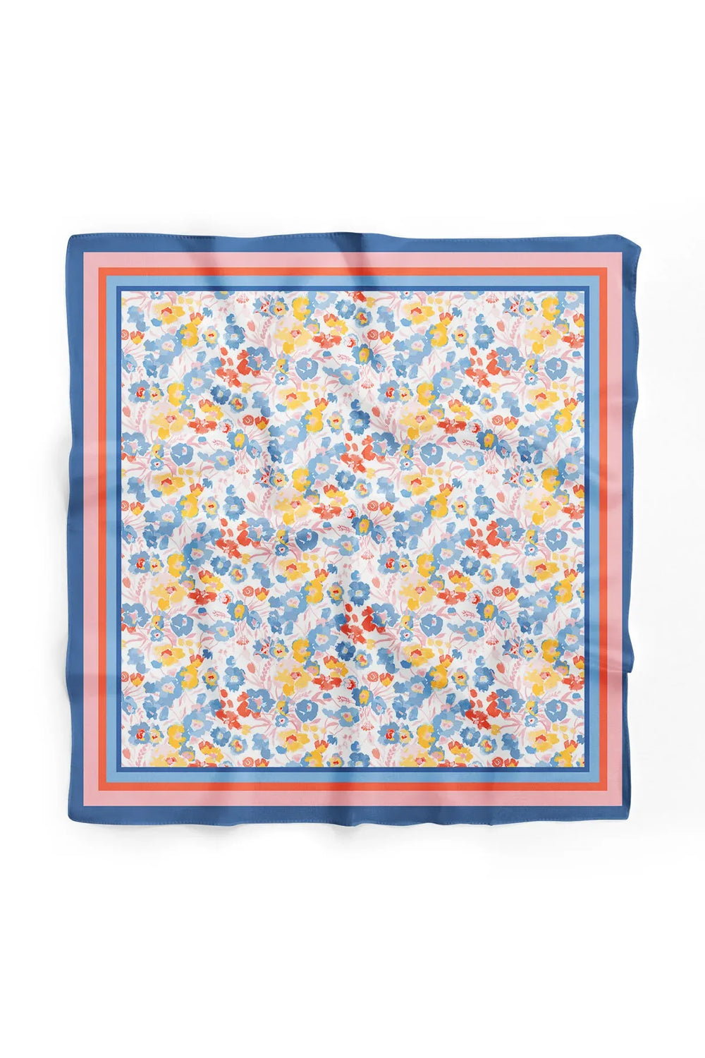 Mavi Çiçek Desenli Kadın Fular - Renkli Desenli Kadın Fular