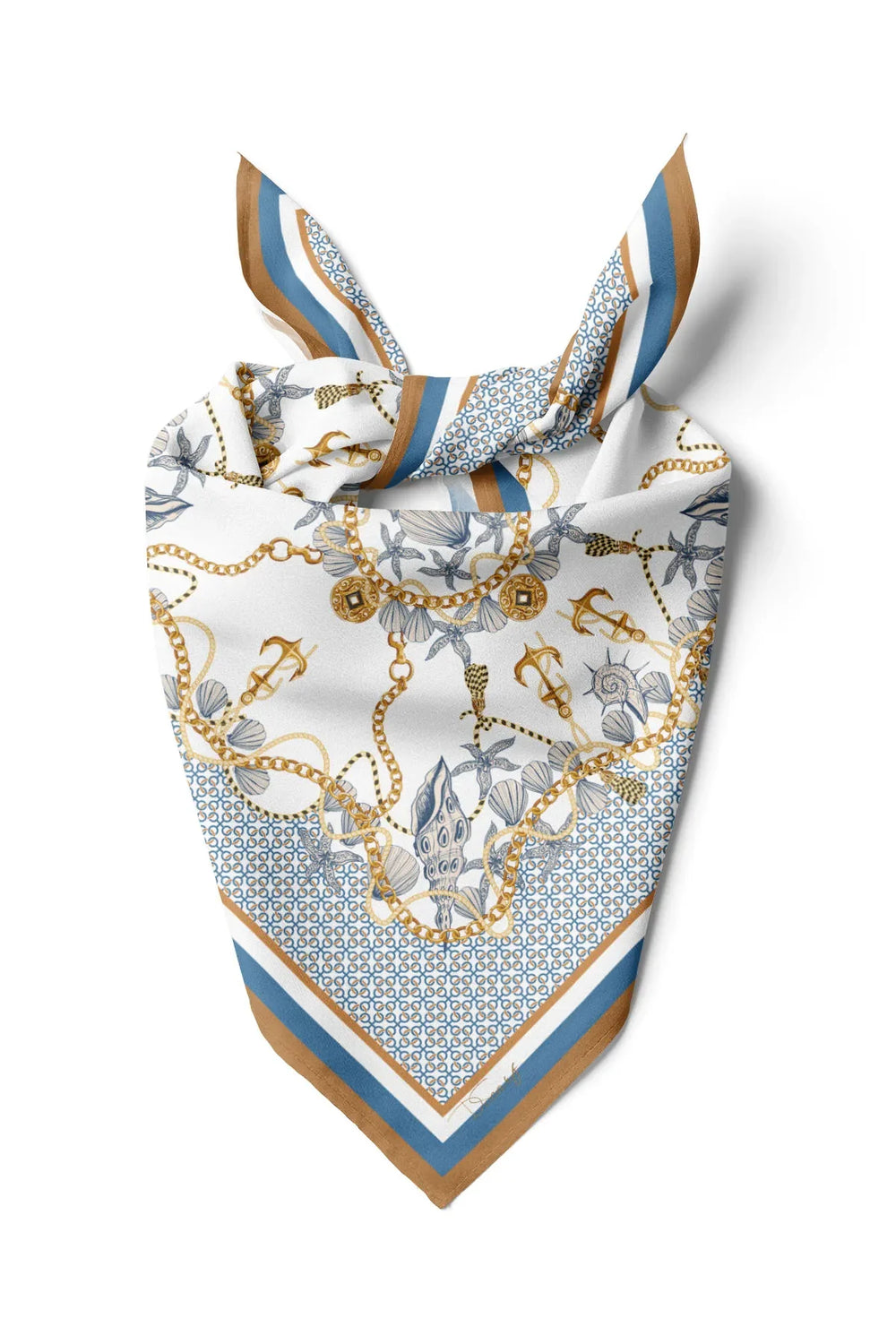 Mavi Desenli Fular - Renkli Desenli Kadın Fular