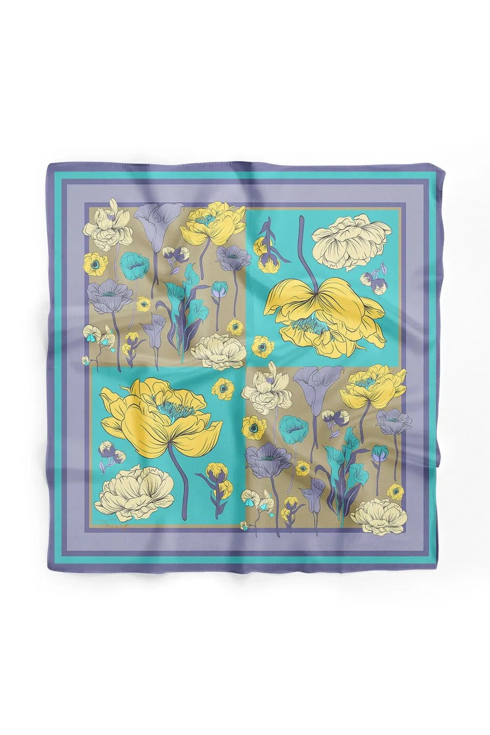 Çiçek Desenli Fular - Renkli Desenli Kadın Fular