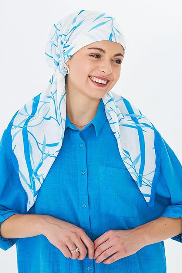 dscarf Headwear Pre Tied Head Scarves for Patterned Women Featuring | Soft Chemo Head Wear Headcover Ready Headwear (Flowering Design 11, One Size)