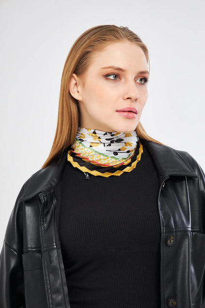 Patterned Pleated Scarf
