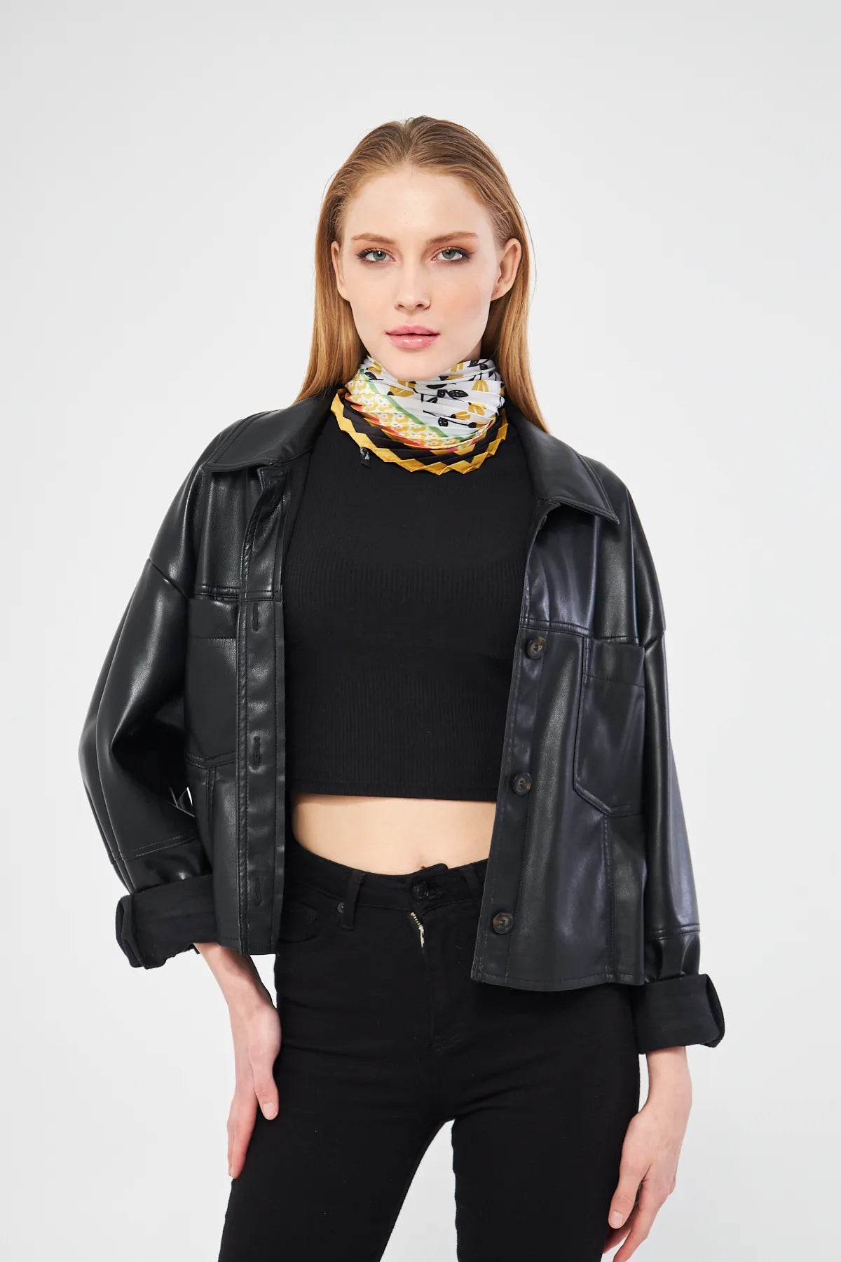 Patterned Pleated Scarf