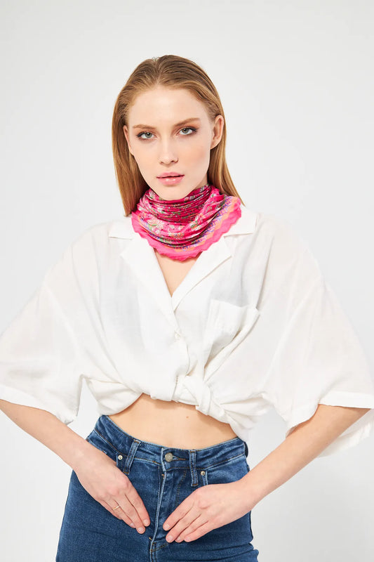 Patterned Pleated Scarf