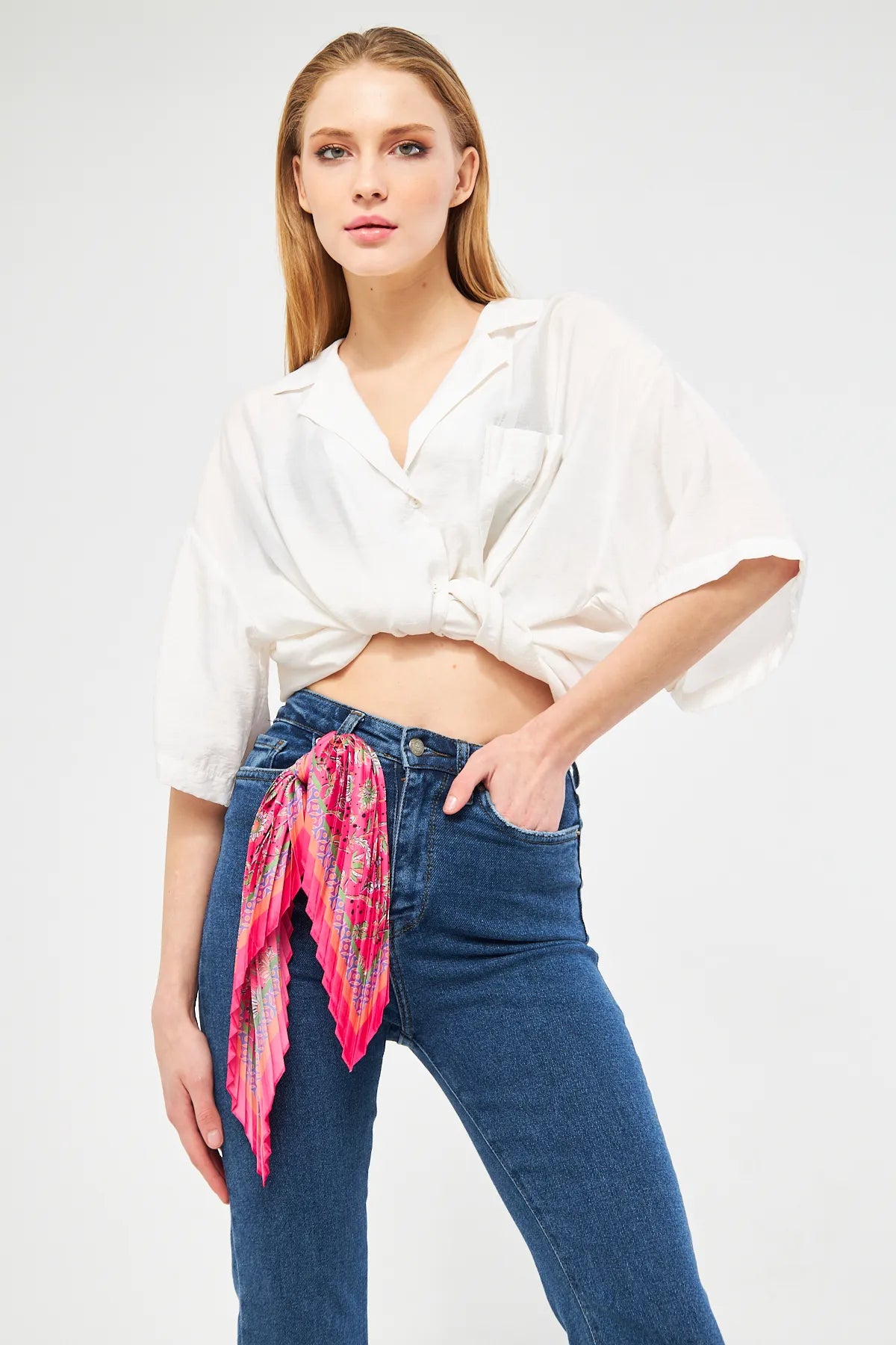 Patterned Pleated Scarf