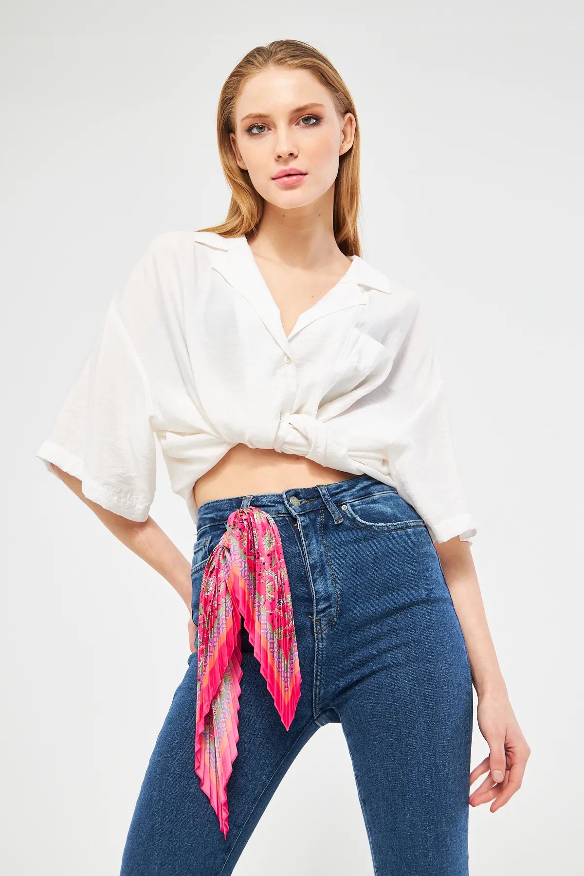 Patterned Pleated Scarf