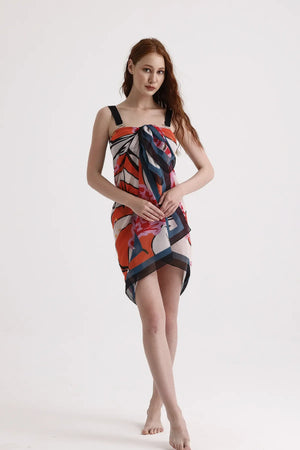 Turuncu Desenli Pareo - Plaj Için Hafif Desenli Pareo