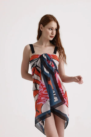 Turuncu Desenli Pareo - Plaj Için Hafif Desenli Pareo